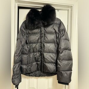Dawn Levy XL down and fur coat. Women’s winter jacket. Black.